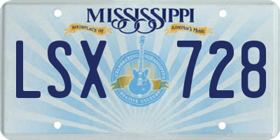 MS license plate LSX728