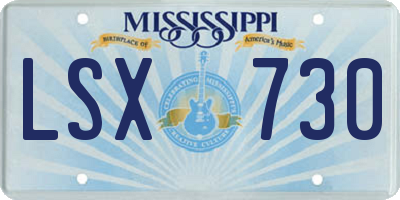 MS license plate LSX730