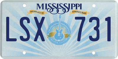 MS license plate LSX731