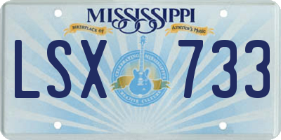 MS license plate LSX733