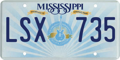 MS license plate LSX735