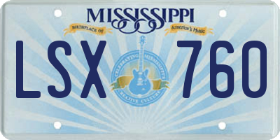 MS license plate LSX760