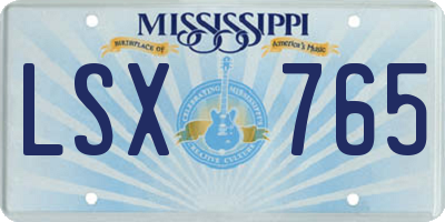 MS license plate LSX765