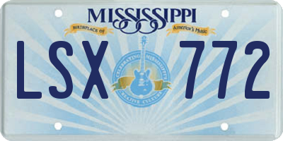 MS license plate LSX772