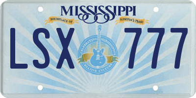 MS license plate LSX777