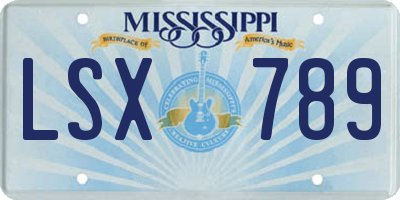 MS license plate LSX789