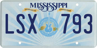 MS license plate LSX793