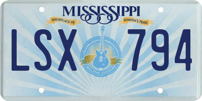 MS license plate LSX794