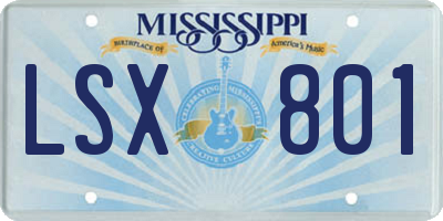 MS license plate LSX801