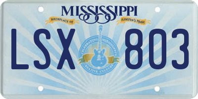 MS license plate LSX803