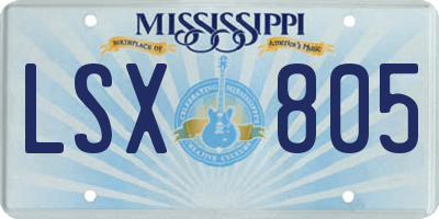 MS license plate LSX805