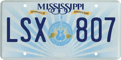 MS license plate LSX807