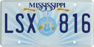 MS license plate LSX816