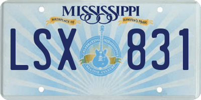 MS license plate LSX831