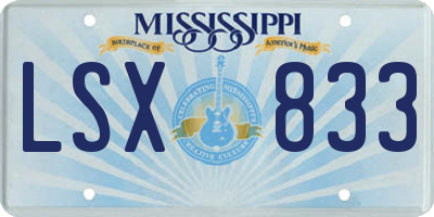 MS license plate LSX833
