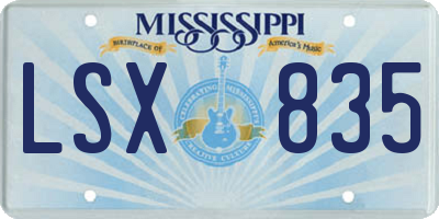 MS license plate LSX835