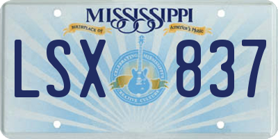 MS license plate LSX837