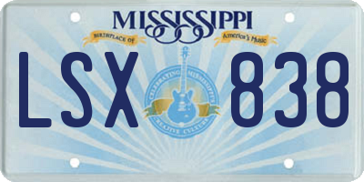 MS license plate LSX838