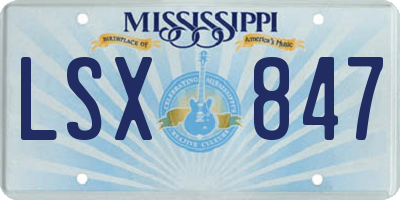 MS license plate LSX847