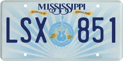 MS license plate LSX851