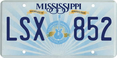 MS license plate LSX852