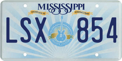 MS license plate LSX854