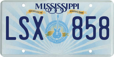 MS license plate LSX858