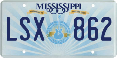 MS license plate LSX862