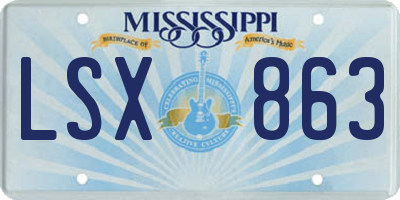 MS license plate LSX863