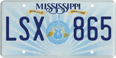 MS license plate LSX865