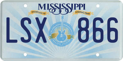 MS license plate LSX866