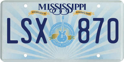 MS license plate LSX870