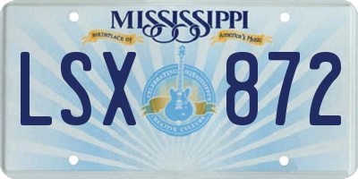 MS license plate LSX872