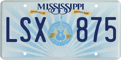 MS license plate LSX875