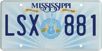 MS license plate LSX881