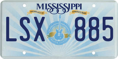 MS license plate LSX885