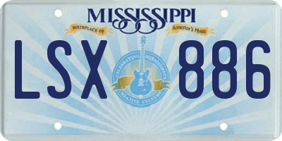 MS license plate LSX886