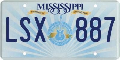 MS license plate LSX887