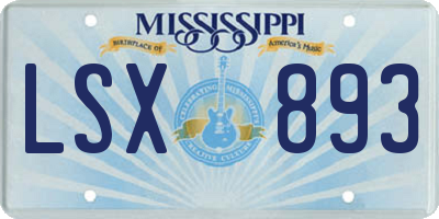 MS license plate LSX893