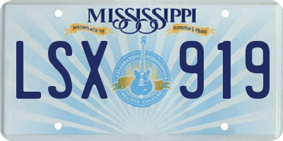 MS license plate LSX919