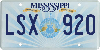 MS license plate LSX920