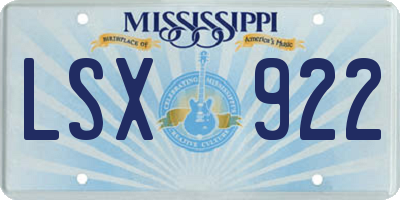 MS license plate LSX922