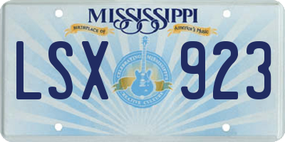 MS license plate LSX923