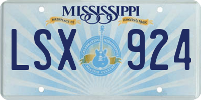 MS license plate LSX924