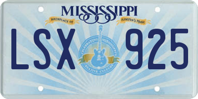 MS license plate LSX925