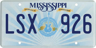 MS license plate LSX926