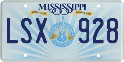 MS license plate LSX928