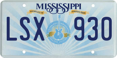 MS license plate LSX930