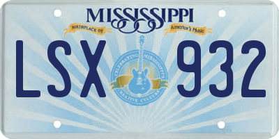 MS license plate LSX932
