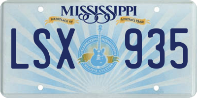 MS license plate LSX935